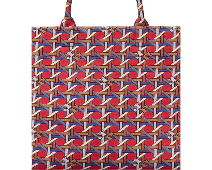 Сумка-шопер Tory Burch Ella Circular Knit Tote красная корзиночное плетение