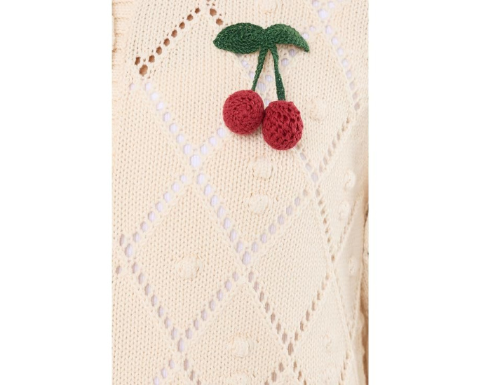 Kate Cotton Bauble Solid Short Sleeve Cardigan
