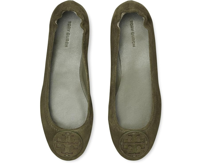 Балетки Tory Burch Minnie Travel с логотипом из замши