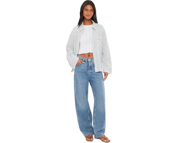 Free People полосатая льняная рубашка Laurel