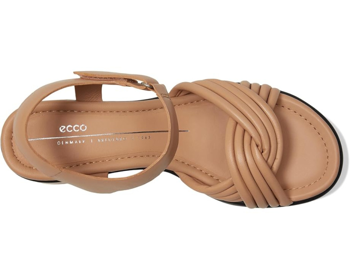 Босоножки ECCO Sculpted Luxury 35 Cross Strap Heel Sandal на каблуке бежевого цвета