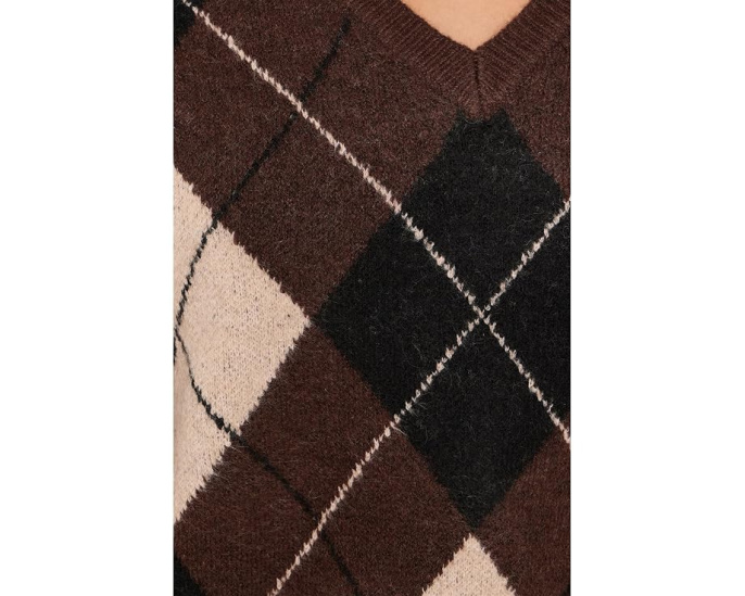 Свитер Kimberly V-Neck Argyle Knit от KUT from the Kloth