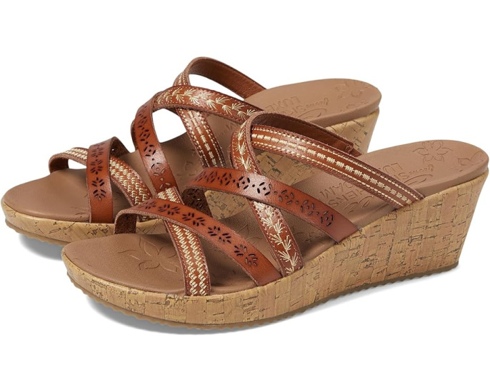 Босоножки SKECHERS Beverlee Tiger Posse на платформе с вышивкой и пробковым каблуком