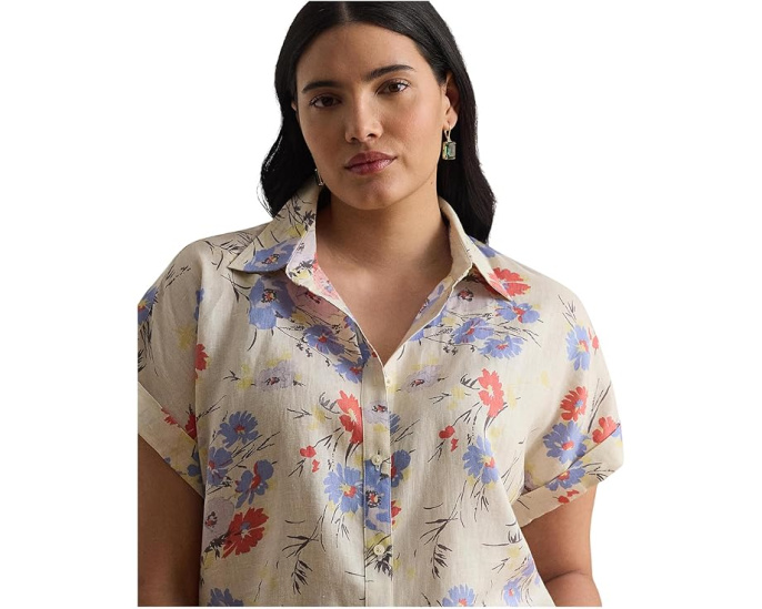 Рубашка Lauren Ralph Lauren Plus Size свободного кроя с цветочным принтом