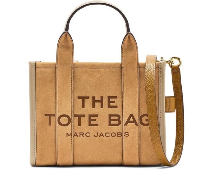 Маленькая сумка-тоут Marc Jacobs из замши с тисненым логотипом