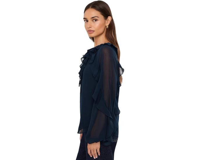 Блуза из жатого жоржета с рюшами Lauren Ralph Lauren