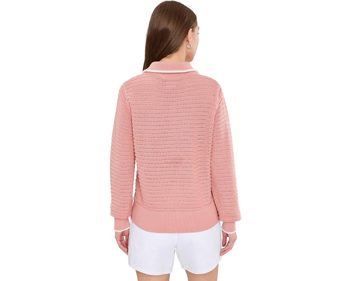 Varley вязаный свитер Morwenna 1/2 Zip Knit c половинной молнией розовый
