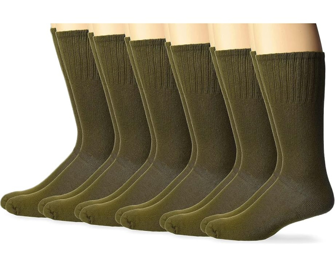 Mens Military Uniform All Season Rib Top Crew Boot Socks 6 Pack