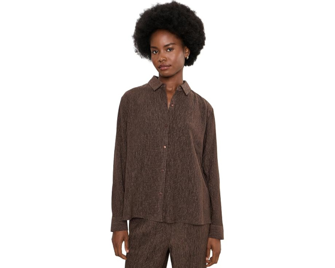 Рубашка Woven Plisse с воротником классического кроя Eileen Fisher
