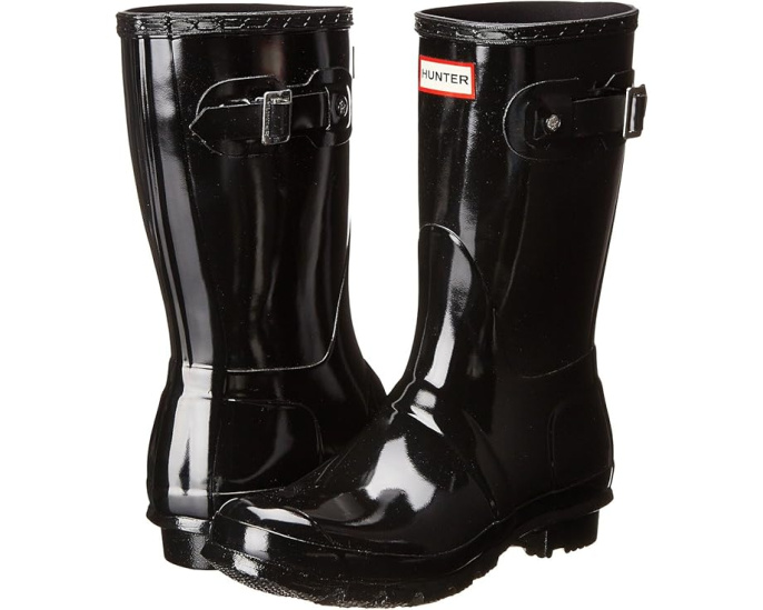 Резиновые сапоги Hunter Original Short Gloss укороченные с декором