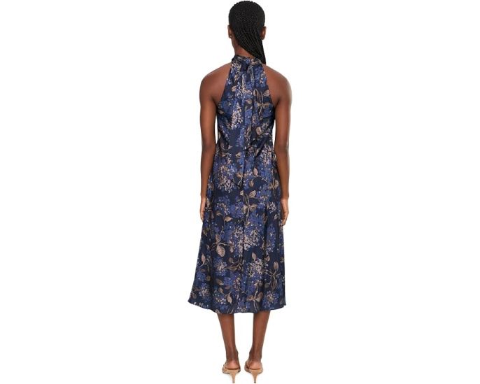 Floral Tie Neck Halter Cocktail Dress