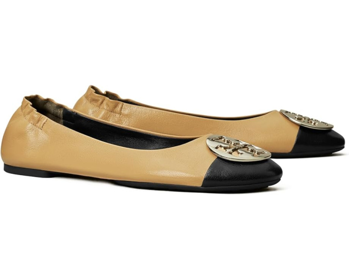 Балетки Tory Burch Claire с мыском и металлическим логотипом