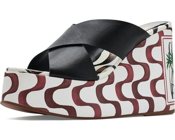 Босоножки-танкетки Copacabana Wedge Sandals от FARM Rio на высоком каблуке из кожи
