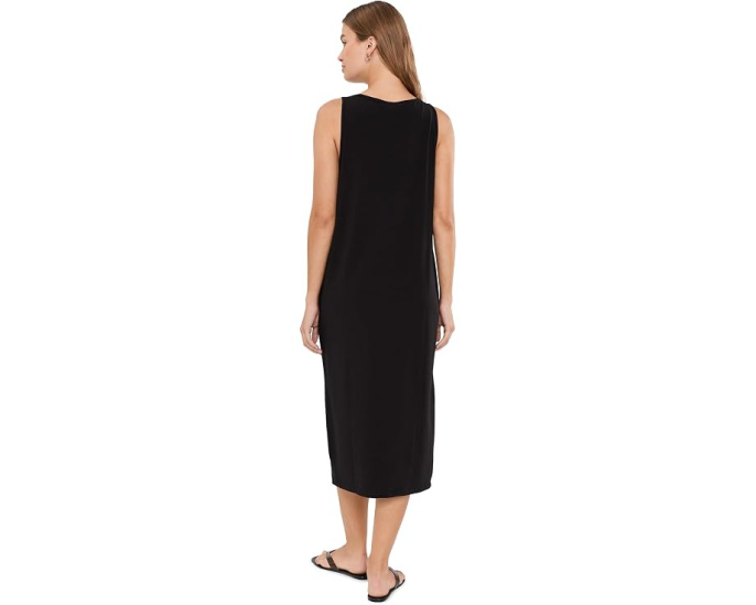 Petite Stretch Jersey Knit Scoop Neck Full Length Dress