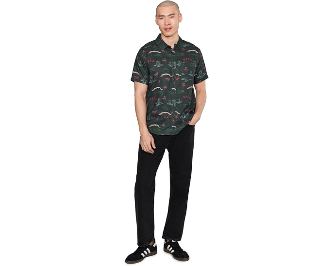 Рубашка RVCA Reception Short Sleeve с гавайским принтом и карманом