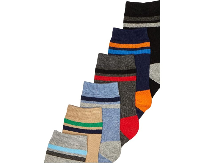 Big Boys' Stripe Crew Socks 6 Pack, Multi Size