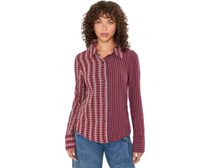 Free People рубашка Benny Slim в клетку