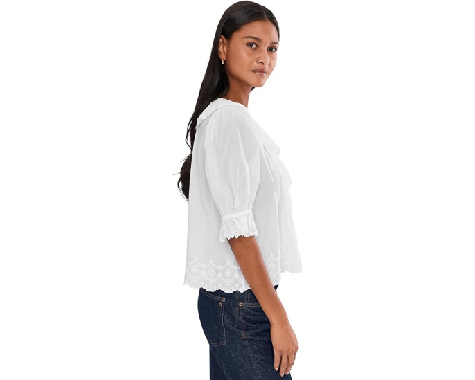 Топ Madewell Kelly с вышивкой и воротником на пуговицах