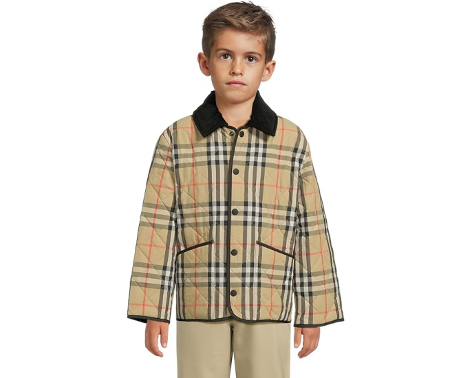 Куртка Burberry Kids Milo Check Quilted Jacket из стеганой ткани