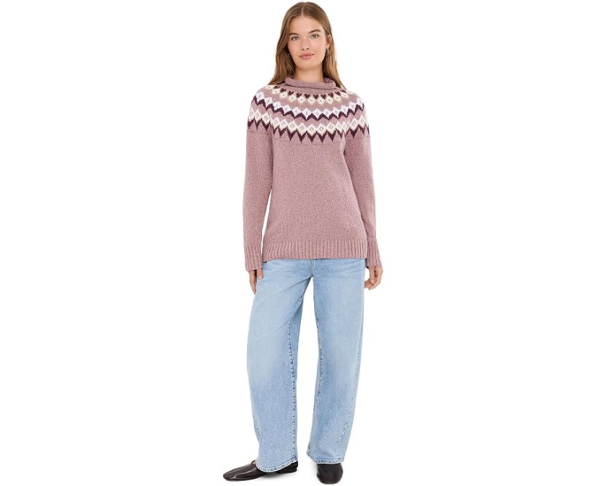 Cotton Ragg Relaxed Crew Neck Sweater Yoke Fair Isle