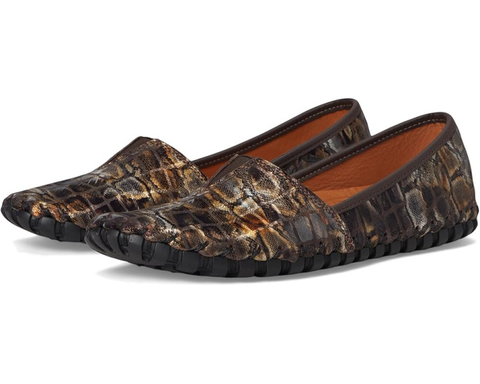 Слипоны Spring Step Kathaleta-spice из кожи с крокодиловым тиснением