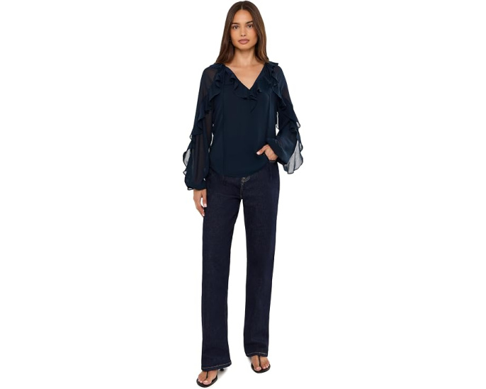 Блуза из жатого жоржета с рюшами Lauren Ralph Lauren