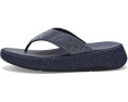 Сандалии FitFlop F Mode Toe Post из денима с кристаллами Hotfix