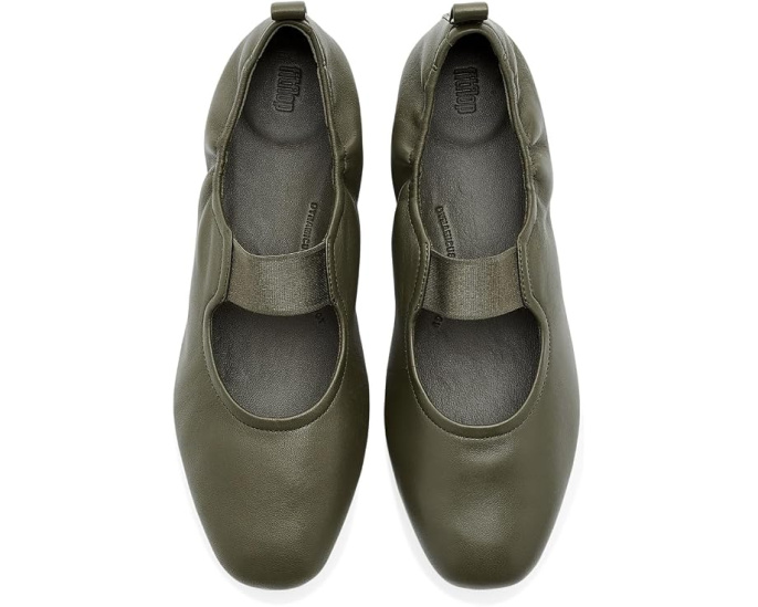 Туфли Mary Jane FitFlop Delicato Poise Leather кожаные зеленые