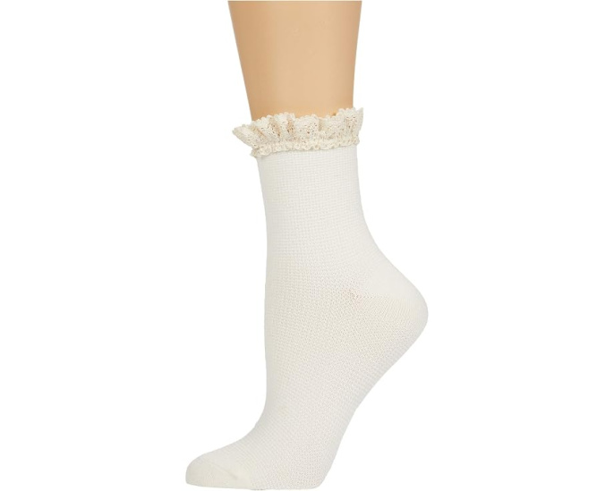 Носки Beloved Waffle Knit Ankle Free People с кружевной отделкой