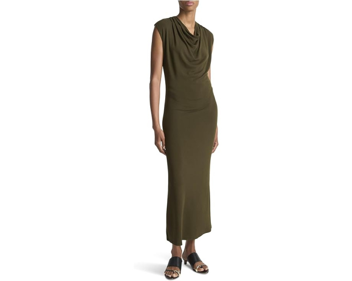 Vince платье Cap Sleeve Draped Cowl Neck с драпированным воротом