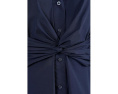 Twist-Front Bubble-Sleeve Shirtdress