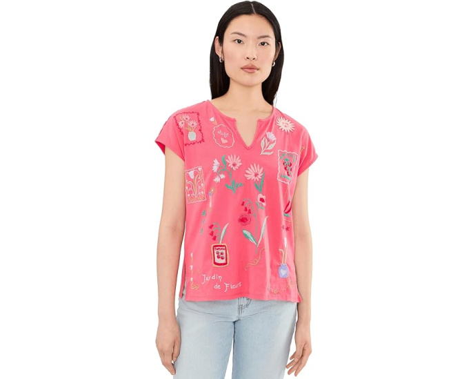 Футболка Slit Front Tee Fleur с разрезом Johnny Was