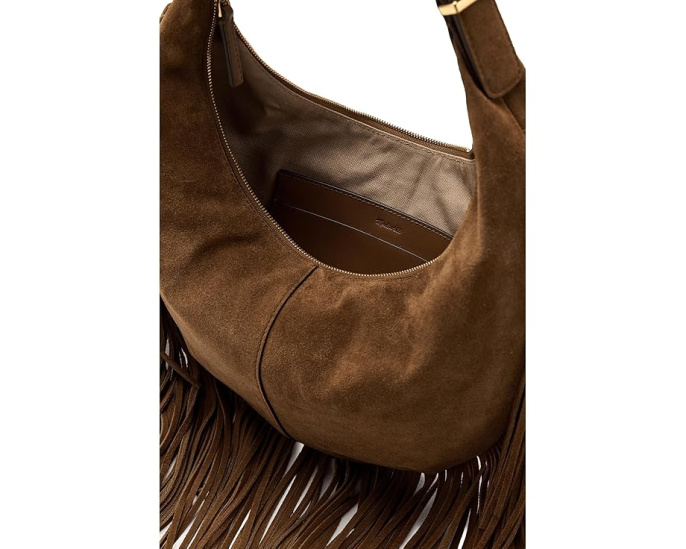 Сумка Madewell The Essential Curve Medium Shoulder Bag с бахромой из замши