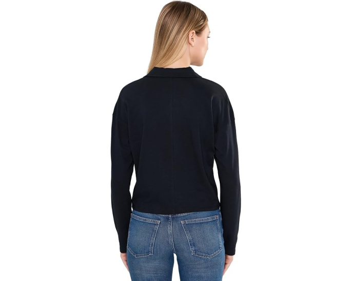 Топ Lilla P Faux Wrap Collared с имитацией запаха и длинными рукавами