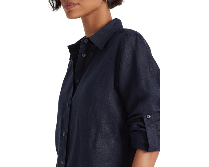 Рубашка из льна Lauren Ralph Lauren с длинными закатанными рукавами