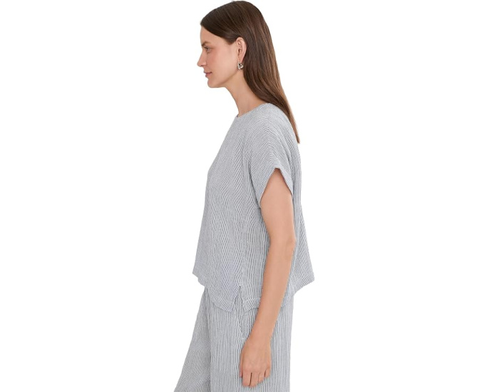 Топ Eileen Fisher из полосатого органического хлопка с круглым вырезом
