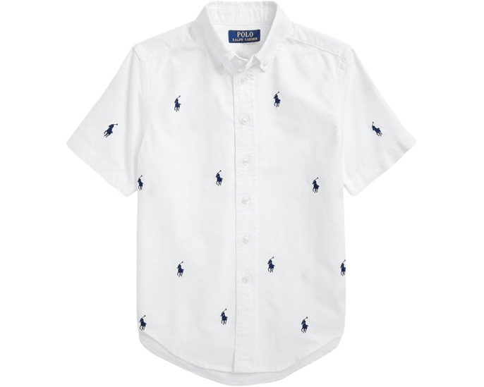 Polo Ralph Lauren рубашка с коротким рукавом для детей Pony Oxford White Navy