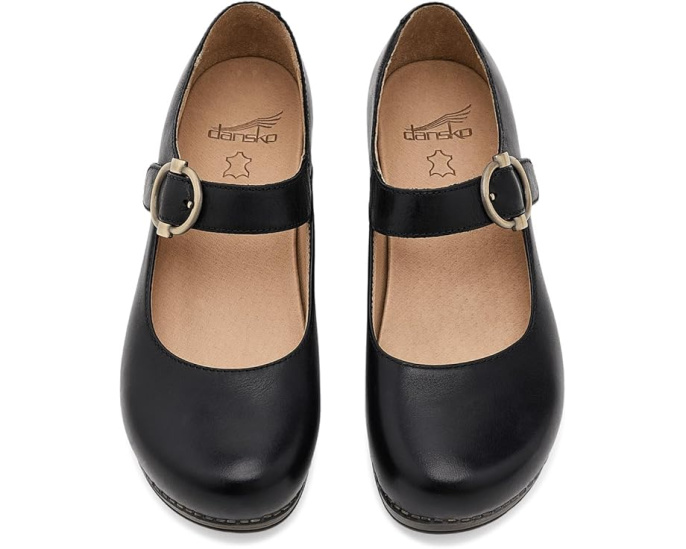 Dansko сабо Bonny Mary Jane из черной кожи с ремешком