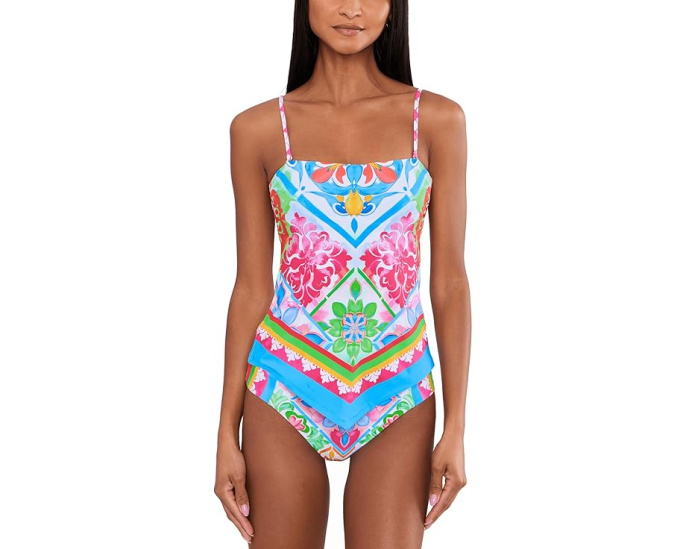 BECCA Mijas Casey Hankercheif Tankini Top с принтом
