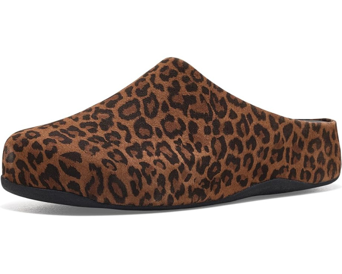 Мюли FitFlop Shuv из замши с леопардовым принтом