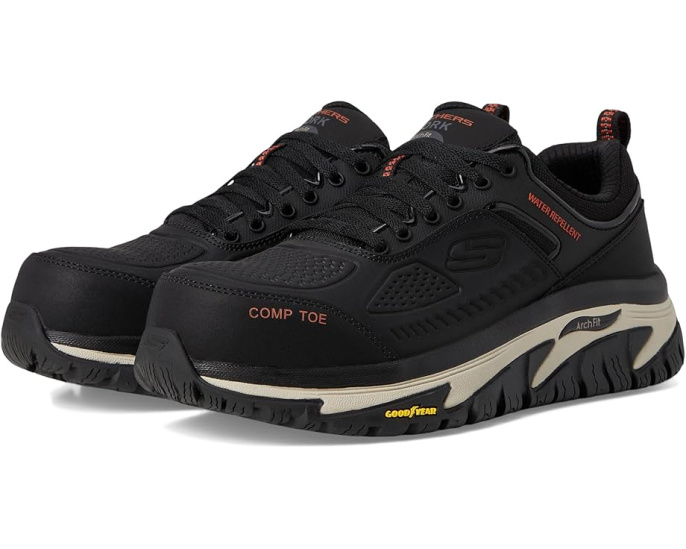 Кроссовки Skechers Arch Fit Road Walker Comp Toe черные с композитным носком