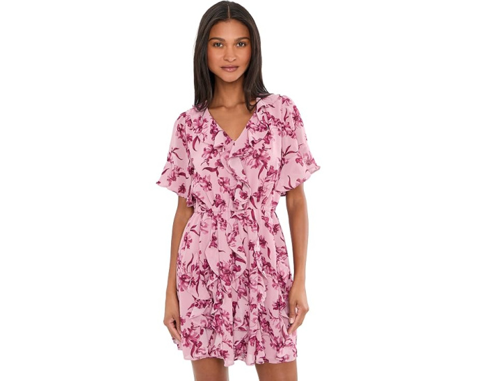 Платье мини CeCe Waterfall Ruffle с коротким рукавом