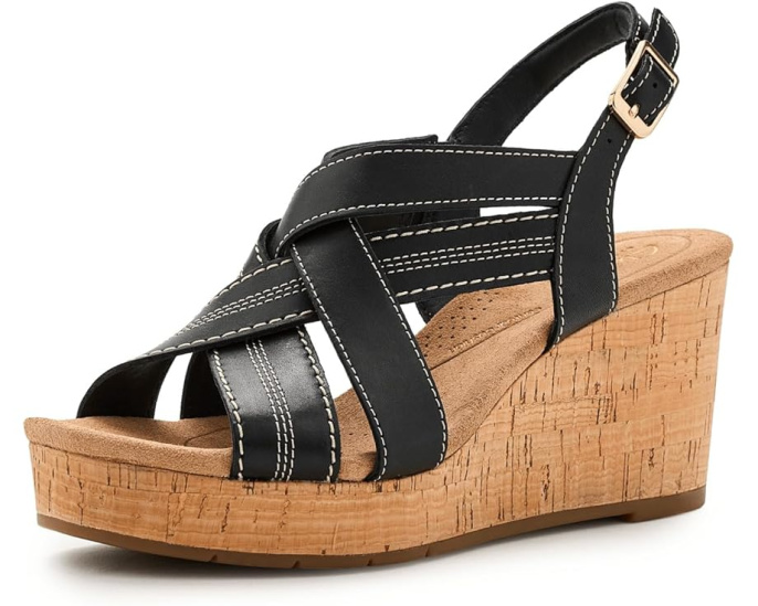Сандалии Clarks Sabina Sling на пробковом клине с регулируемым ремешком