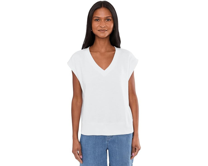 Garment Dyed Terry V-Neck Top