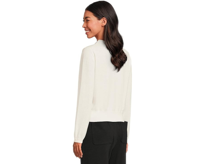 Свитер Lilla P Shirred Sleeve Crew Neck с длинными рукавами и контрастной отделкой