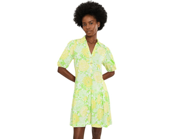 Платье Bingley от Lilly Pulitzer в стиле рубашки с цветочным принтом и рукавами 3/4