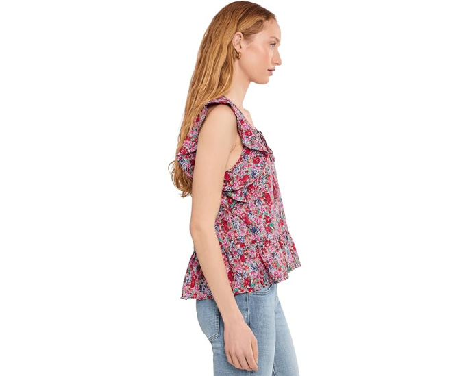 Топ с воланами и пеплумом Liverpool Petite Flutter Sleeve Peplum Woven с цветочным принтом
