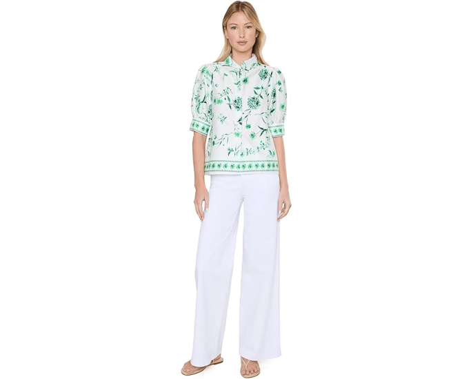 CeCe топ Cotton Sateen Hidden Placket из хлопкового сатина