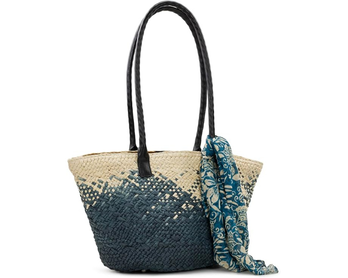 Calypso Woven Tote W/ Greek Floral Scarf
