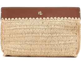 Большой клатч Lauren Ralph Lauren из вязаной соломки с кожаной отделкой